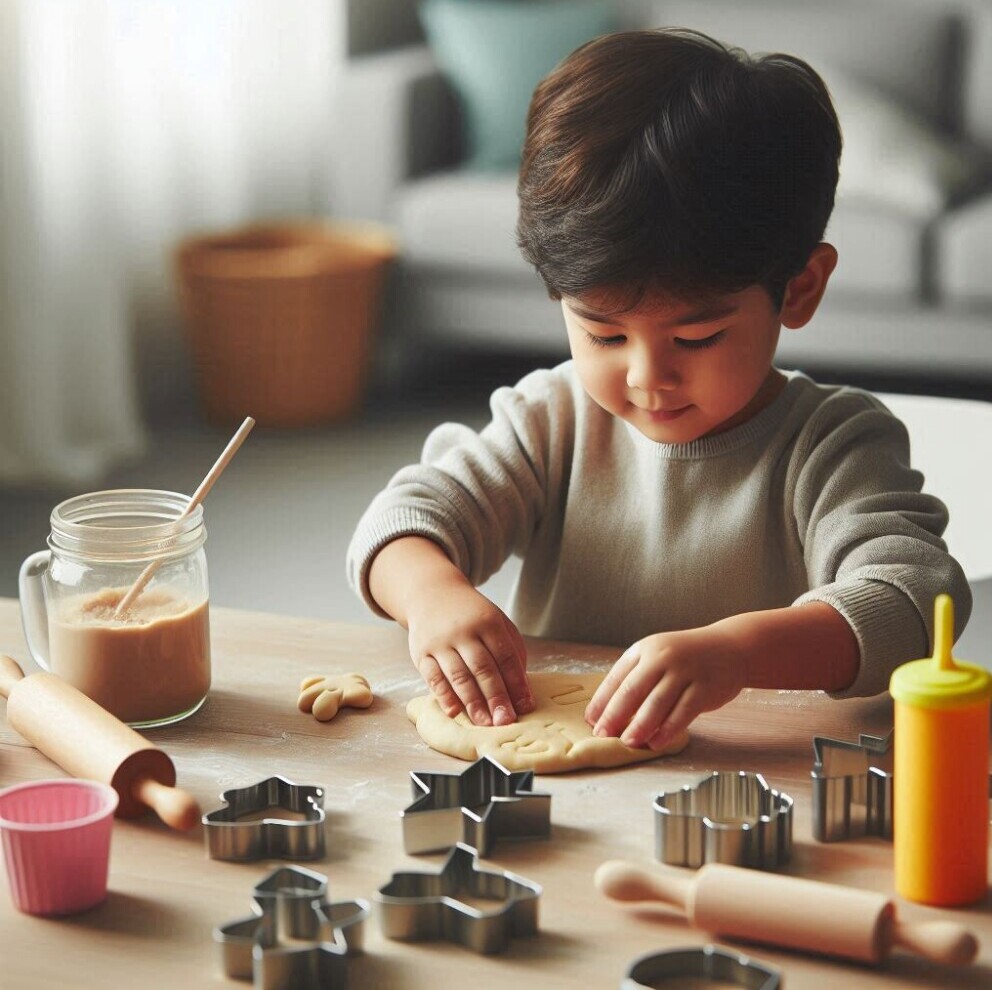 Child playing with homemade playdough