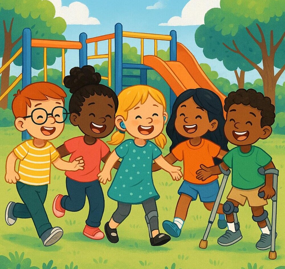 Children with visible differences playing together