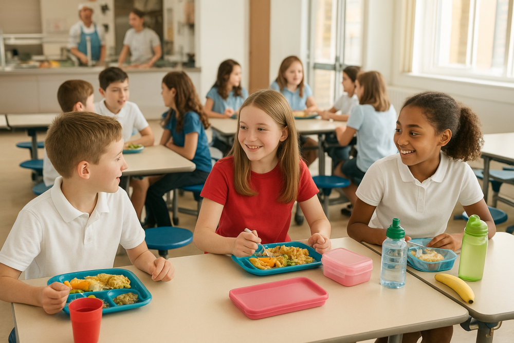 School children during lunchtime